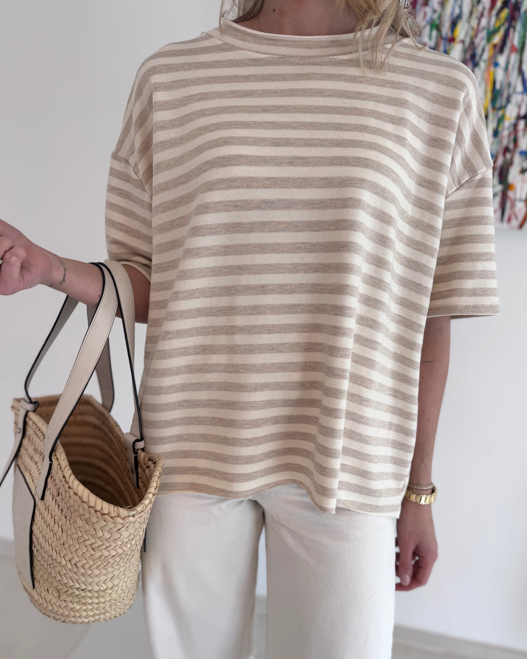 Shirt gestreift - Beige