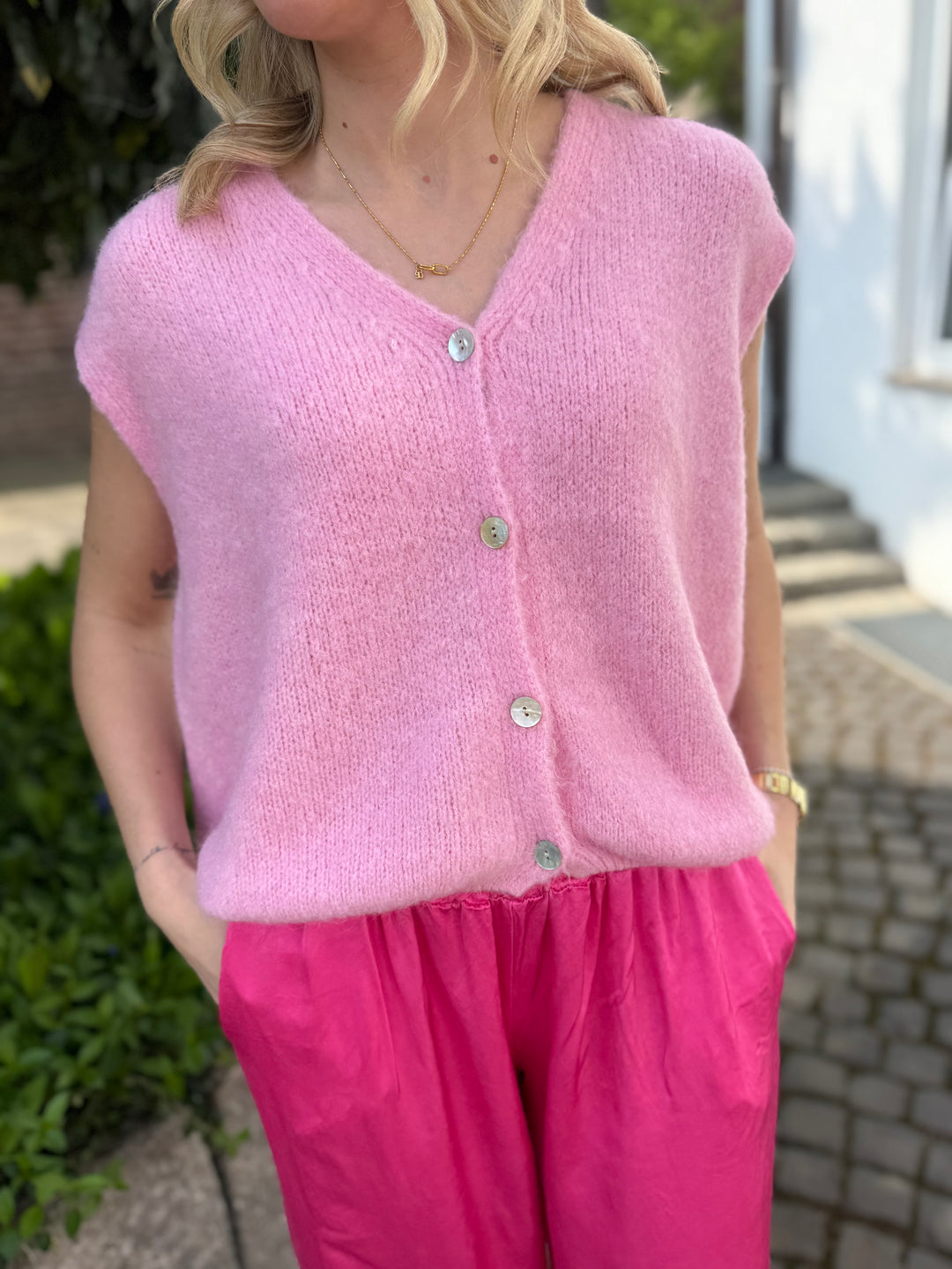 Alpaka-Weste - Rosa