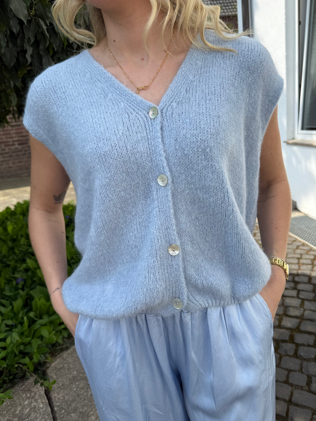 Alpaka-Weste - Hellblau