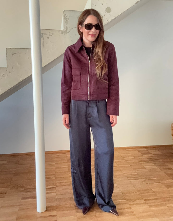 Verkürzte Jacke - Burgunder