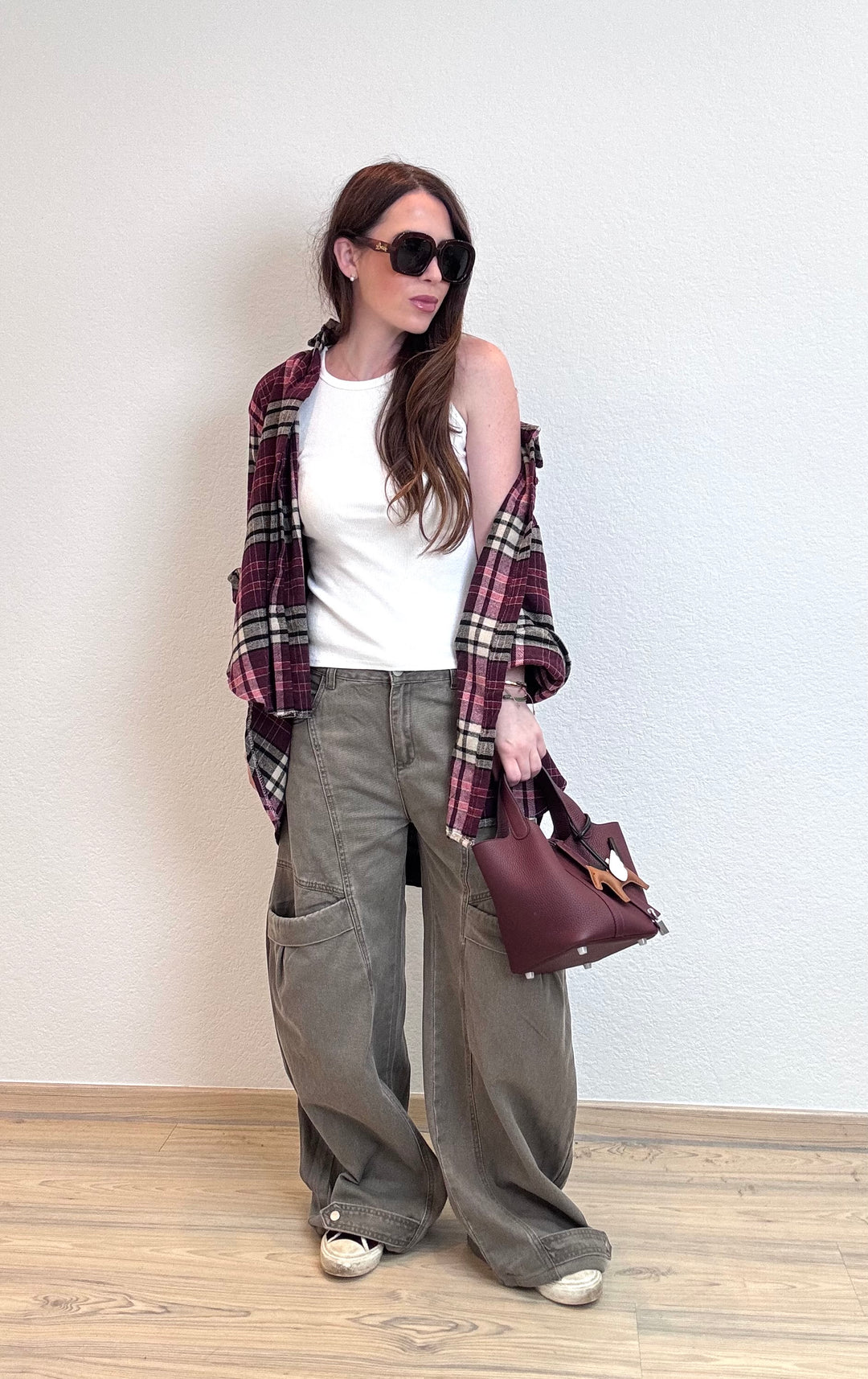 Wide-Leg Cargo-Hose - Taupe