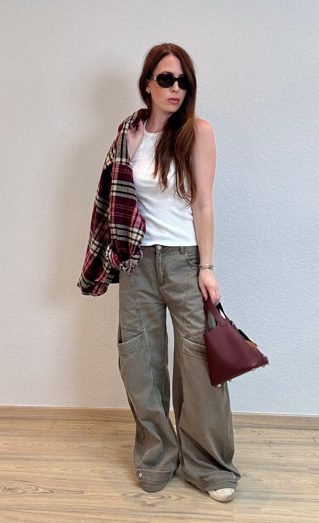 Wide-Leg Cargo-Hose - Taupe