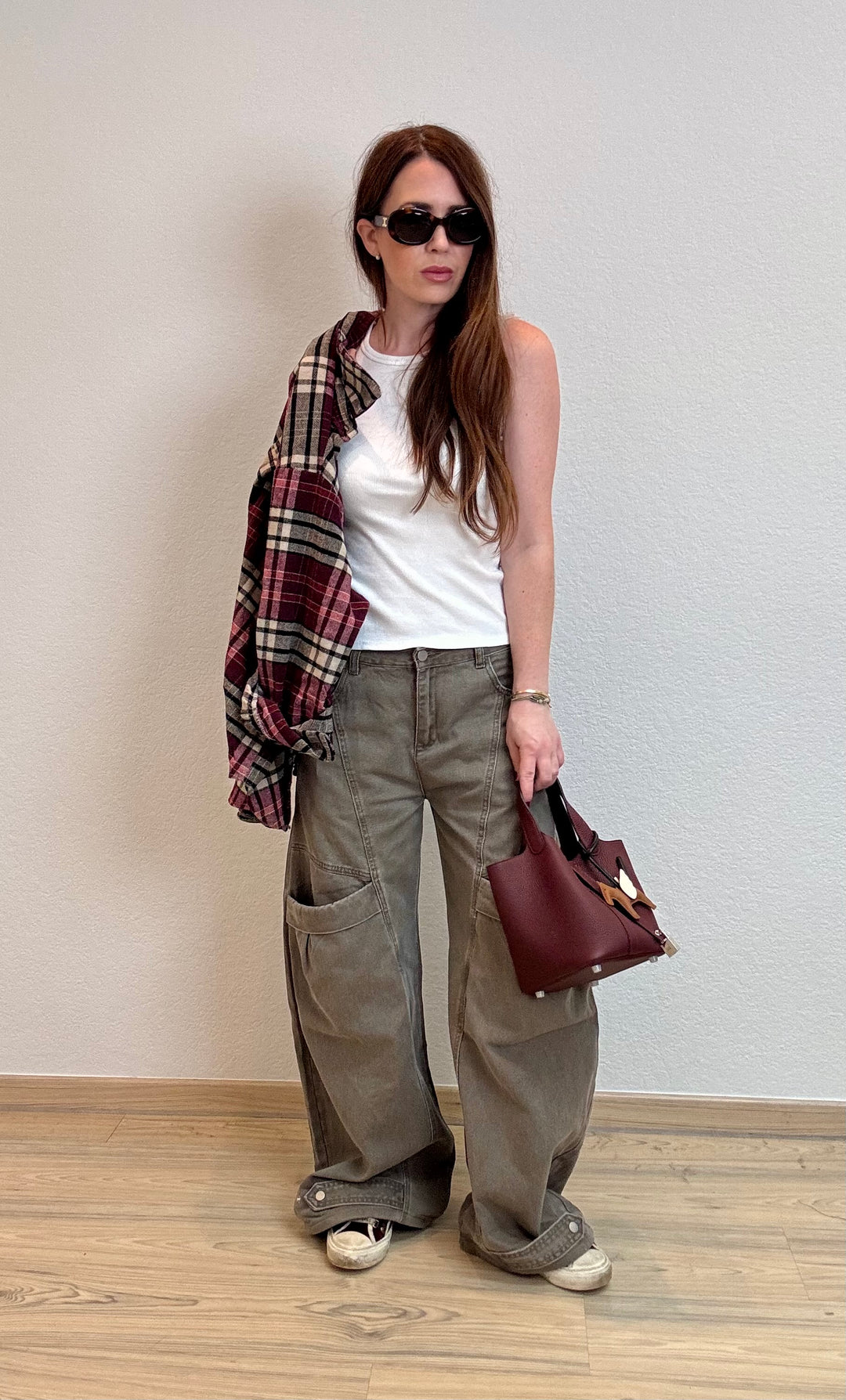 Wide-Leg Cargo-Hose - Taupe