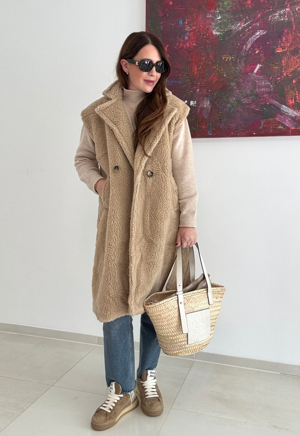 Maxi-Weste - Beige