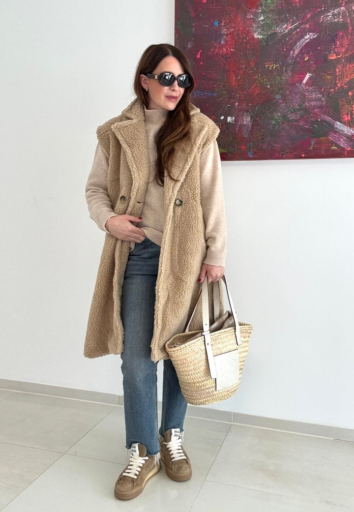 Maxi-Weste - Beige