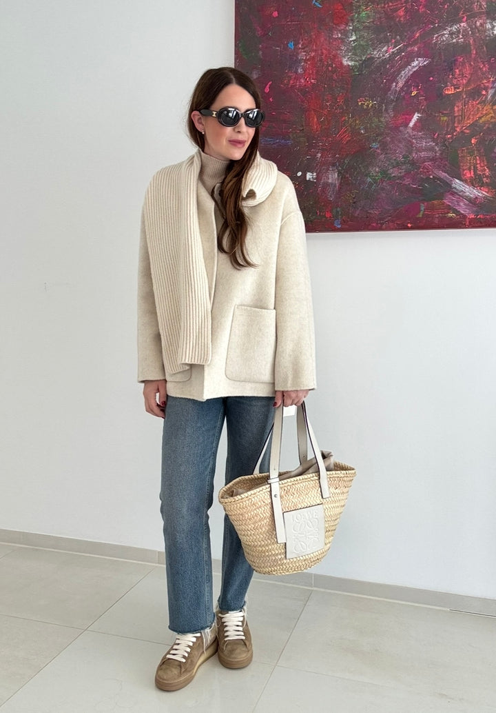 JACKE AUS 100% WOLLE - HANDGEFERTIGTER (Creme)