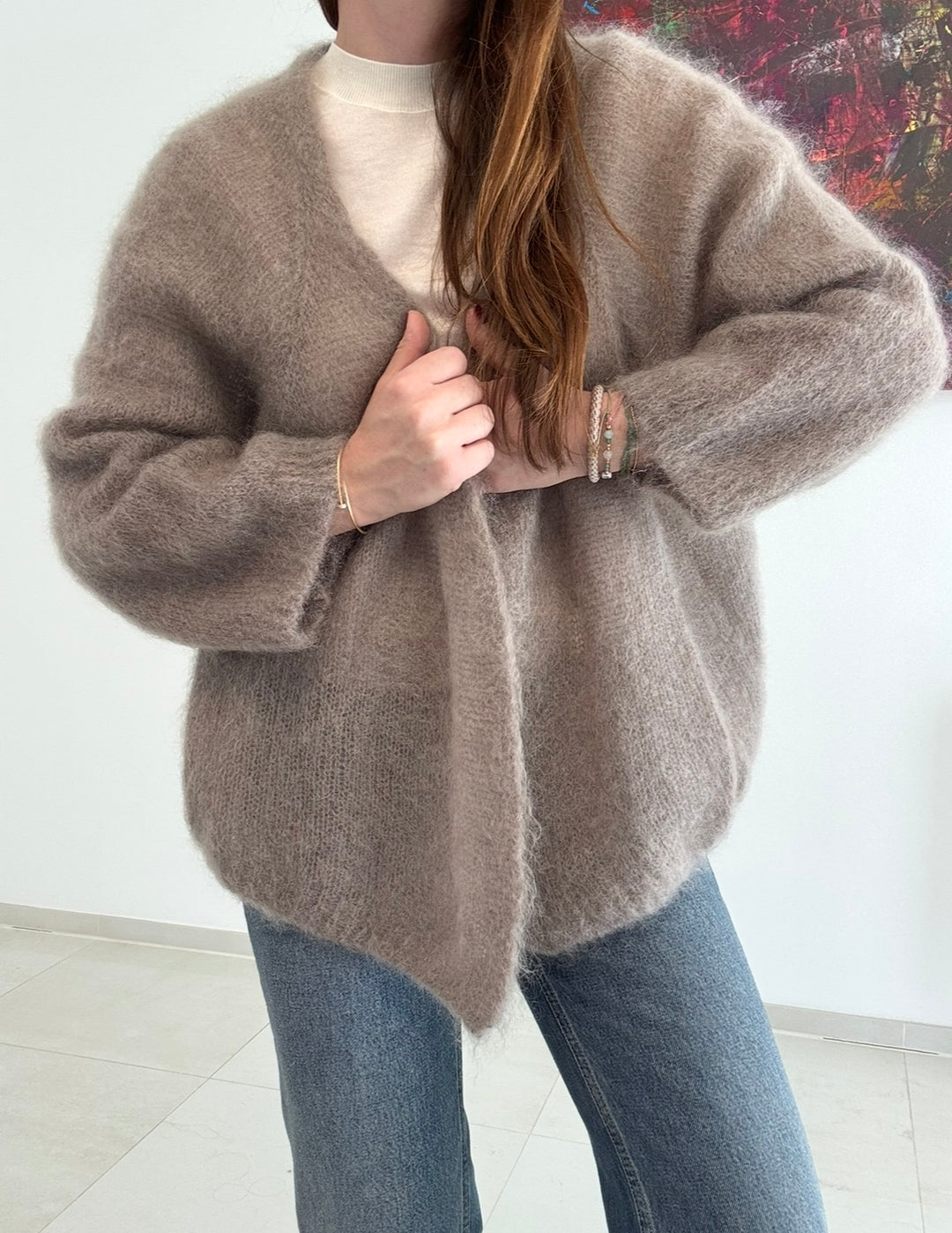 Mohair Cardigan - Taupe