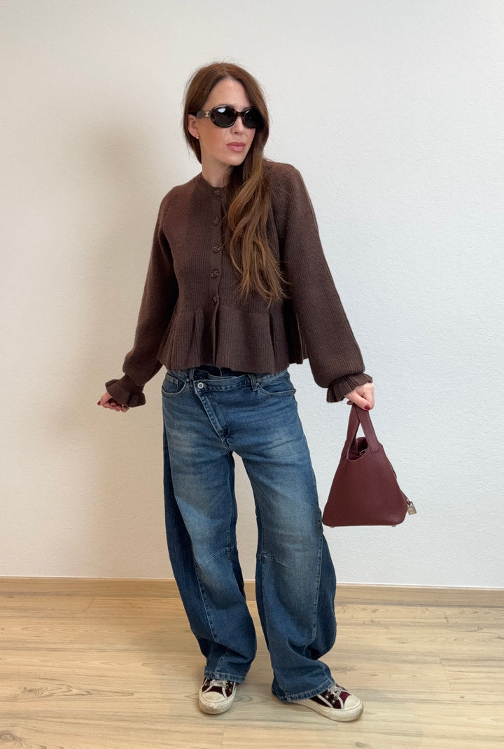 Verspielt Strickjacke - Braun
