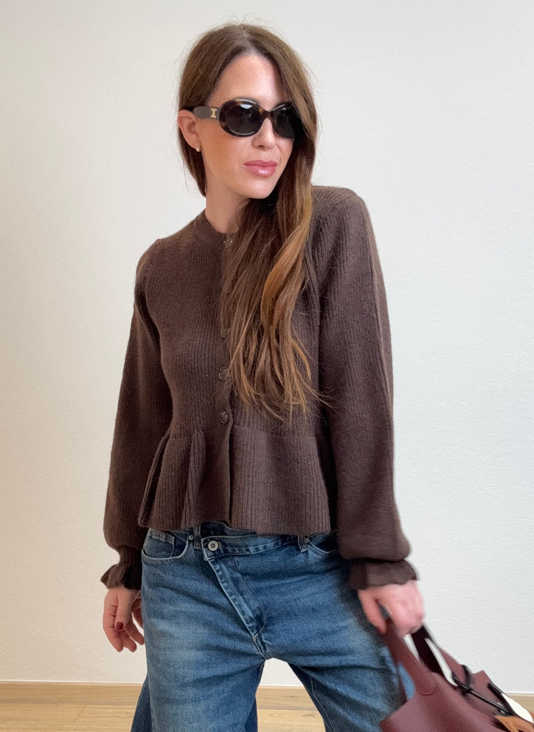 Verspielt Strickjacke - Braun