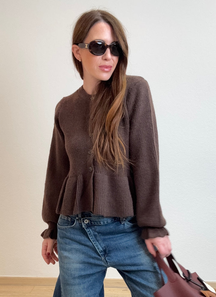 Verspielt Strickjacke - Braun