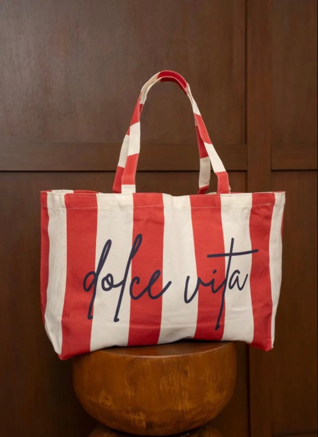 Gestreifter Shopper - Rot/Creme