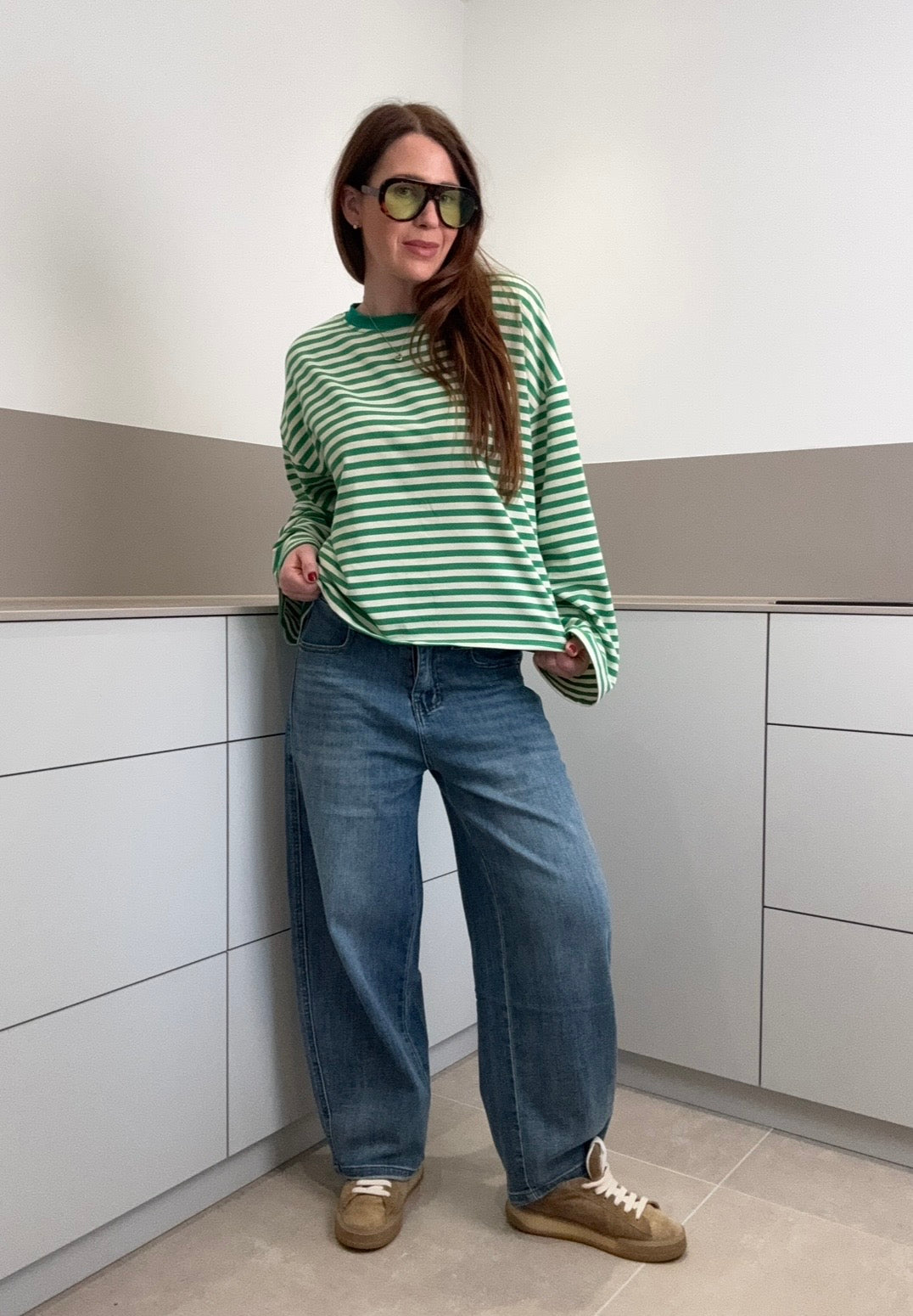Gestreiftes Shirt - Grün