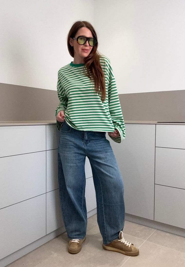 Gestreiftes Shirt - Grün