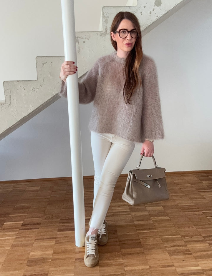 Mohair-Pullover - Taupe