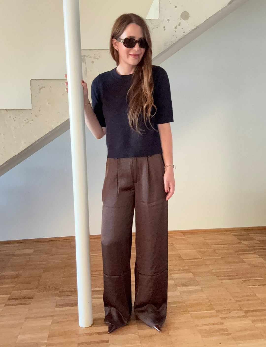 Satinhose - Schokobraun