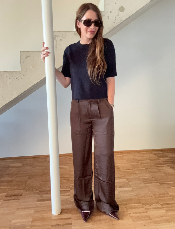 Satinhose - Schokobraun