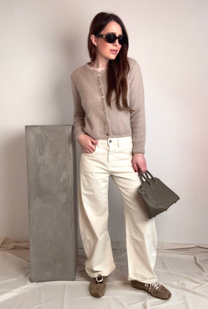 Kurze Jacke aus Alpaka - Beige