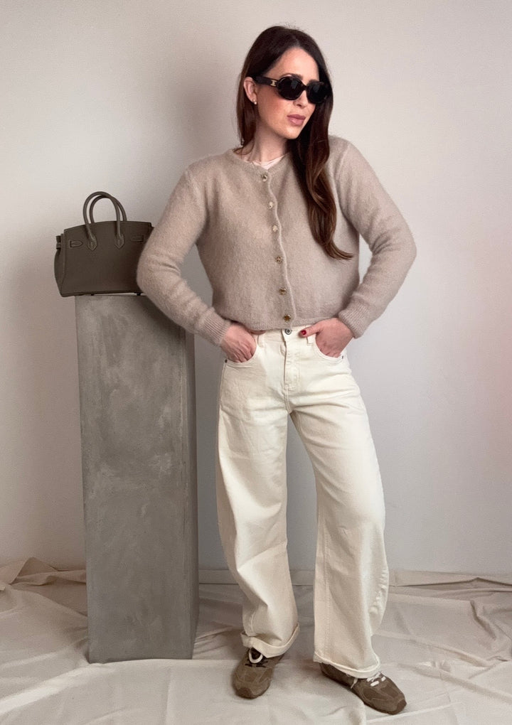 Kurze Jacke aus Alpaka - Beige