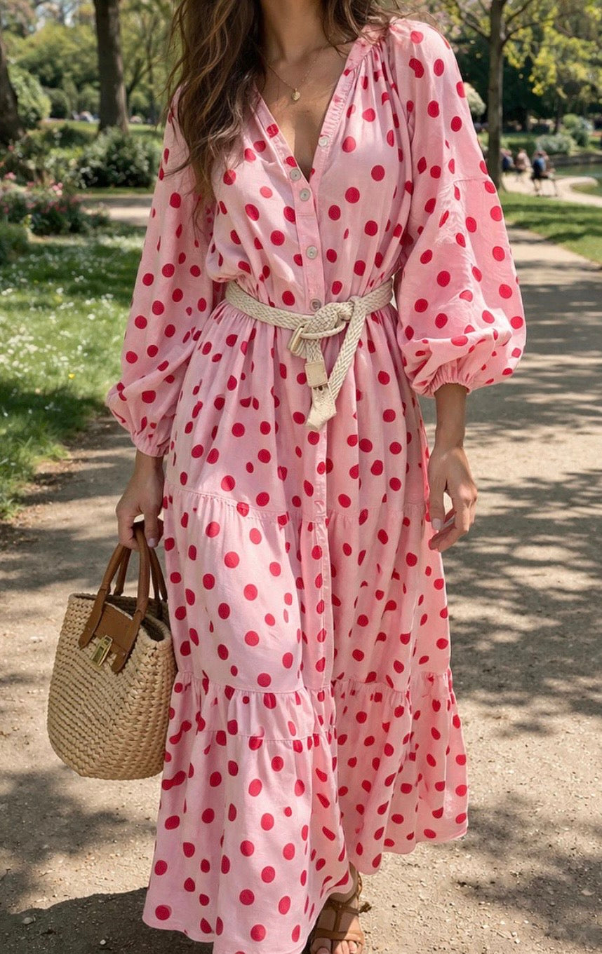 Kleid mit Punkten - Rosa