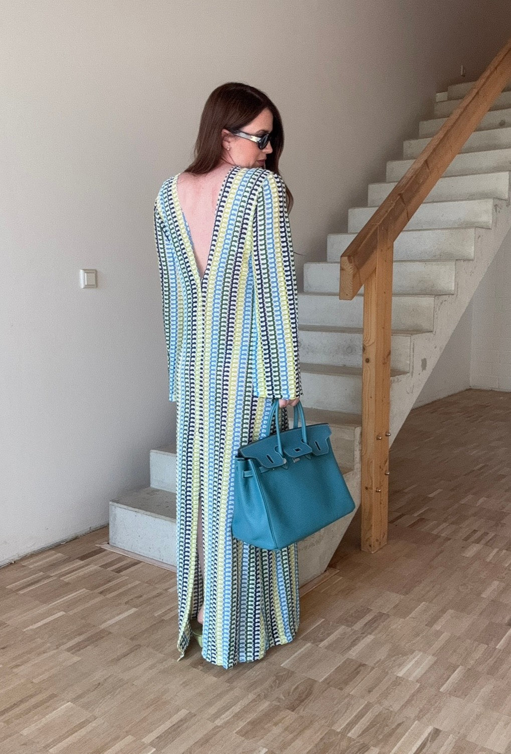 Häkelkleid - Blau/Gelb