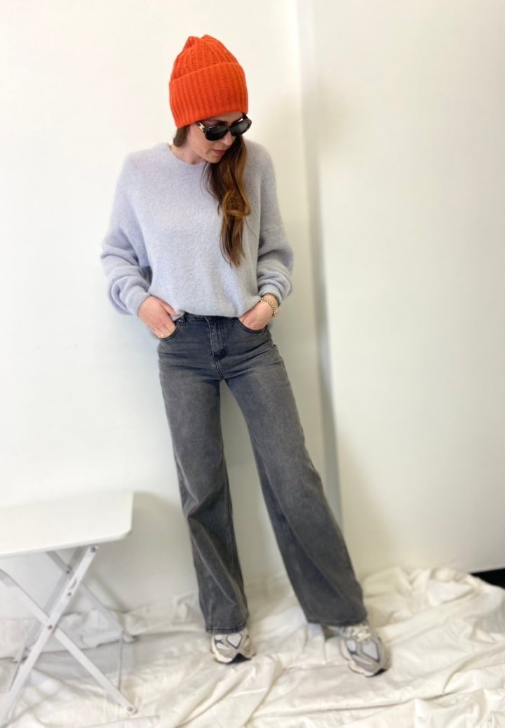 Wide Leg Jeans - Grau