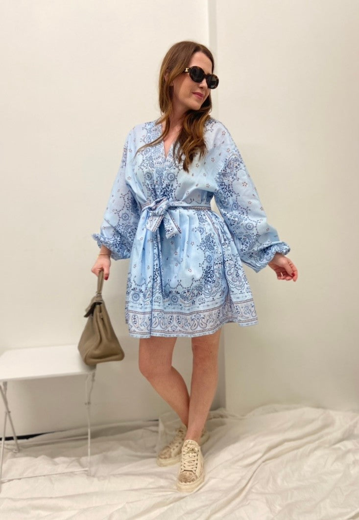 Kleid mit Print - Blau