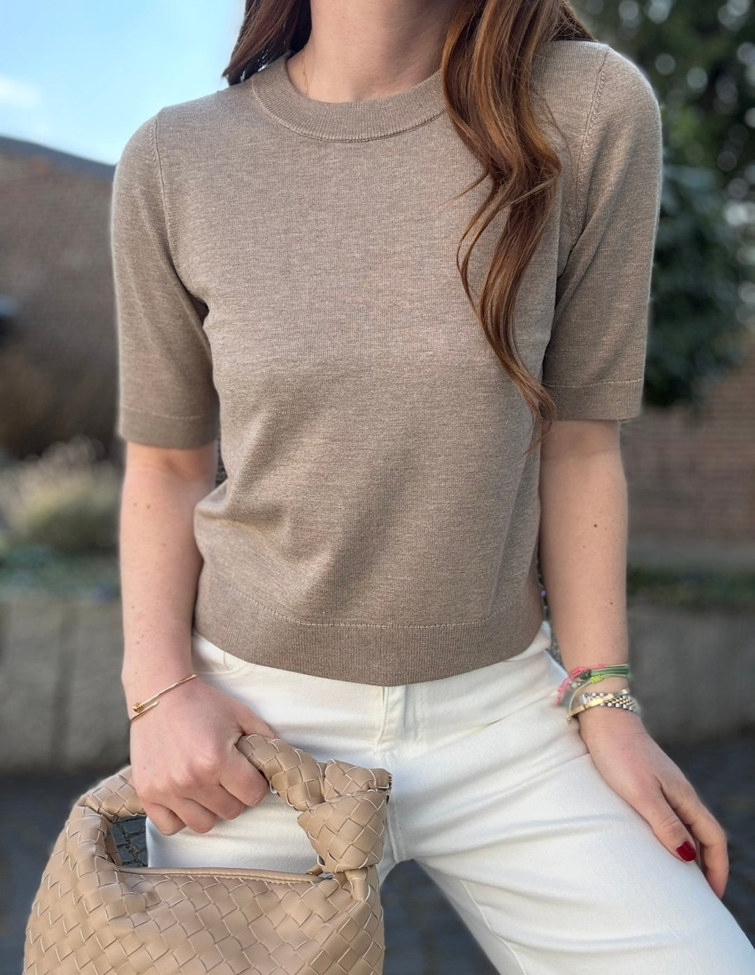 Gestrickter Pullover - Beige