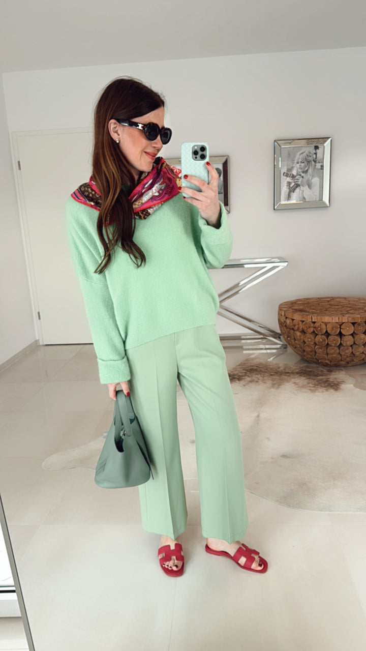 Baby-Alpaka Pullover oversize - Grün (Apfel)