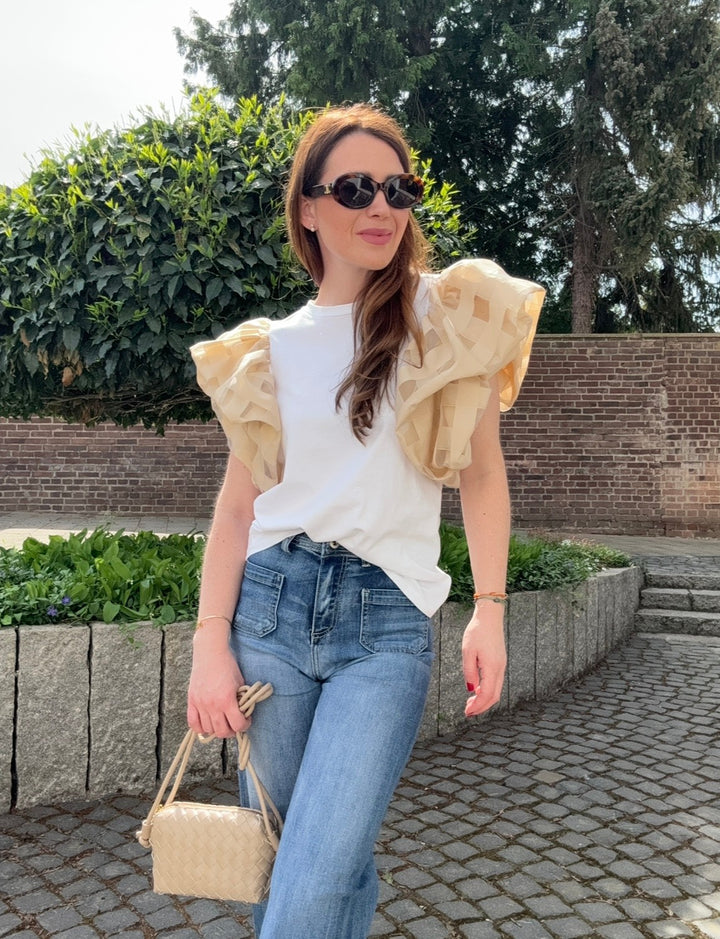 Shirt mit weiten Ärmeln - Beige