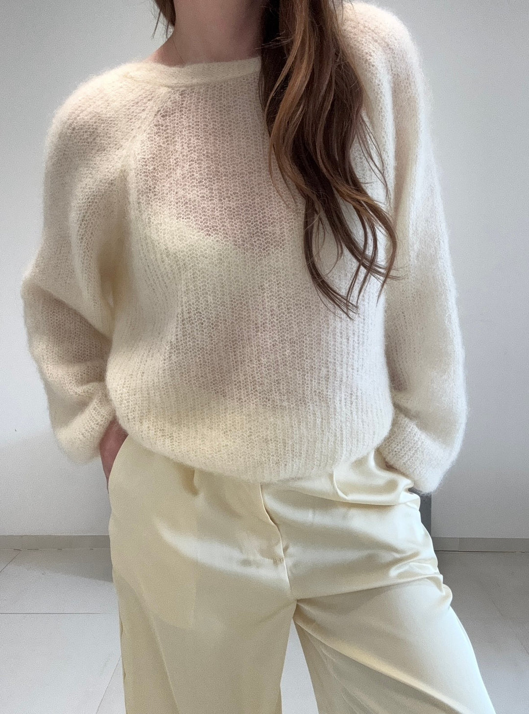Wende-Mohairpullover - Gelb