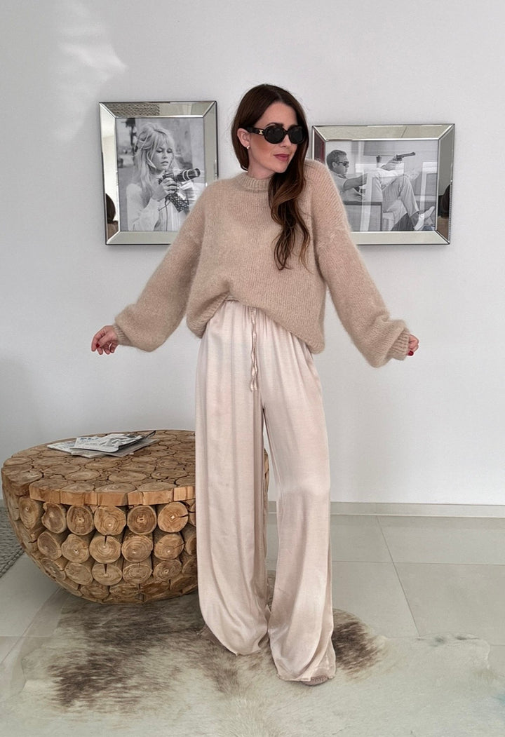 Lange Satinhose - Creme