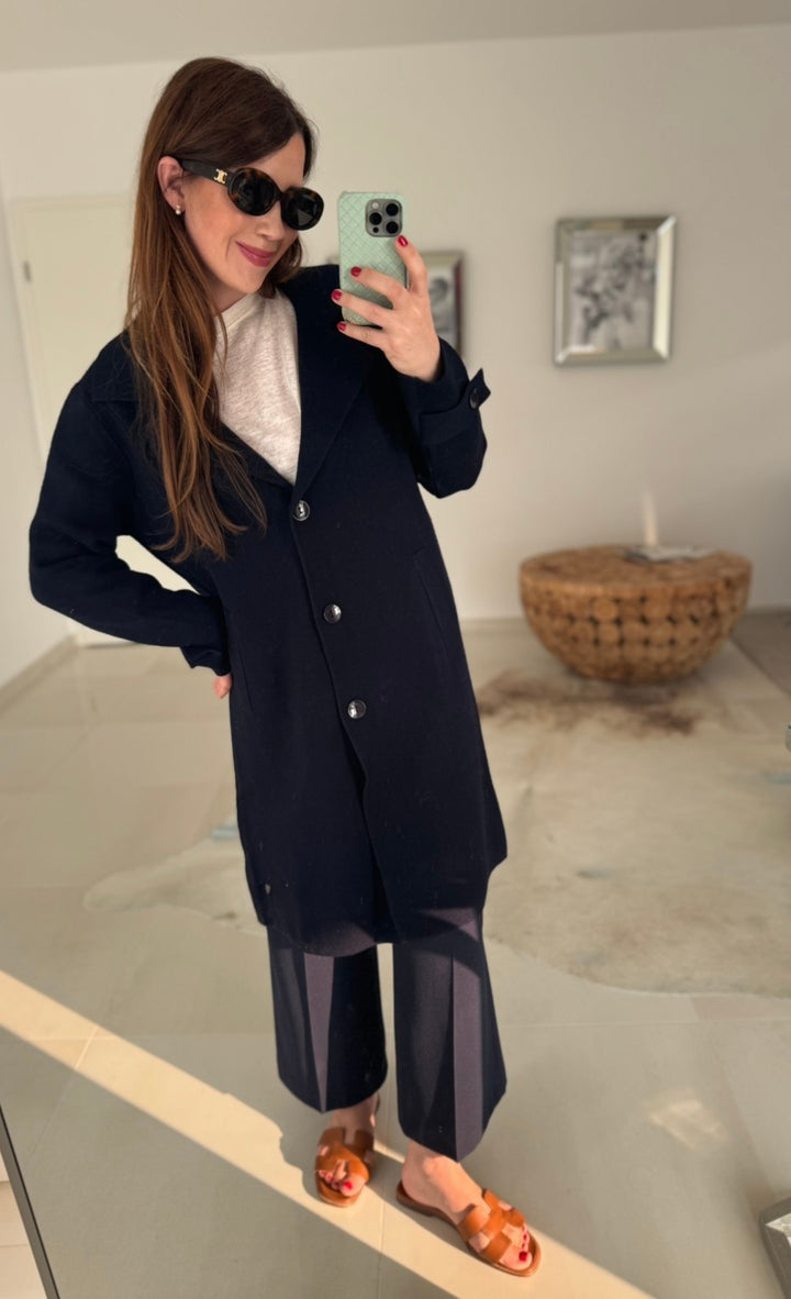 Maxi-Strickjacke - Navy