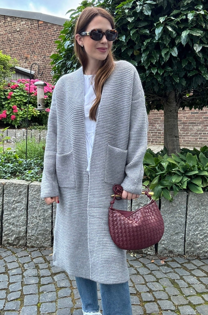 Maxi-Strickjacke - Grau
