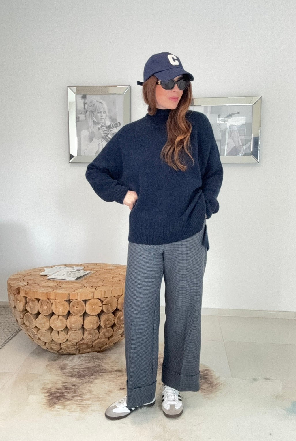 Rollkragenpullover aus Alpaka- Navy