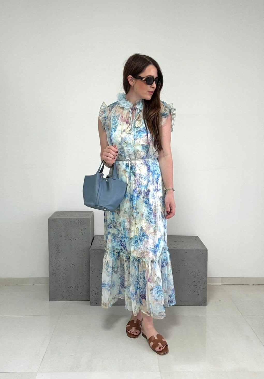 Midi-Kleid mir Print - Blau