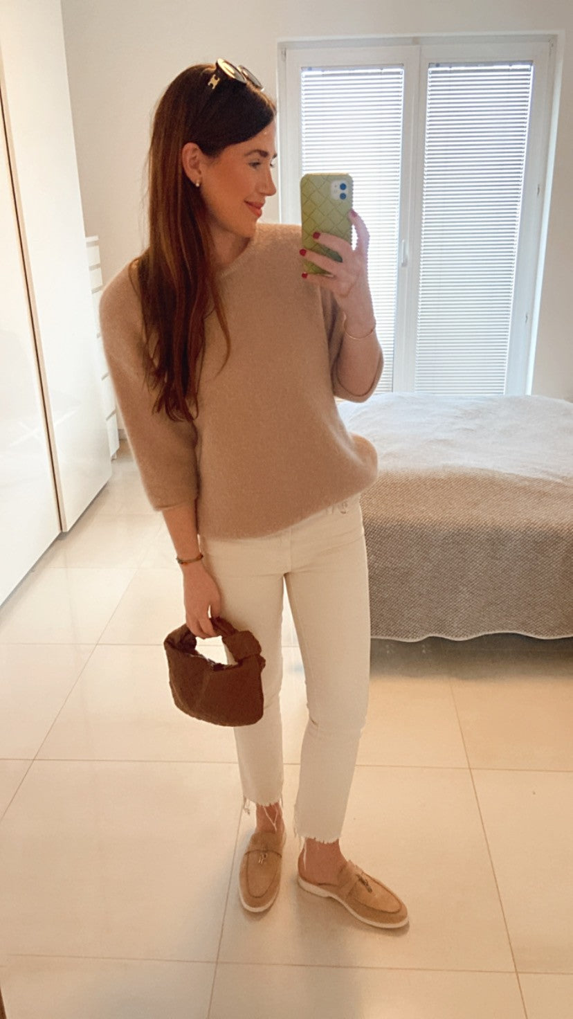 Alpaka-Strickshirt - Beige