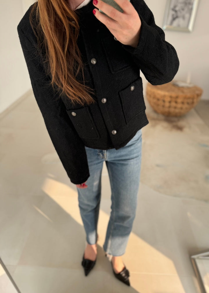BOUCLE JACKE - SCHWARZ