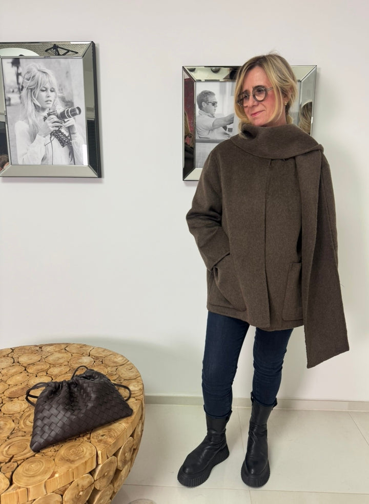 JACKE AUS 100% WOLLE (HANDGEFERTIGT) - SCHOKO