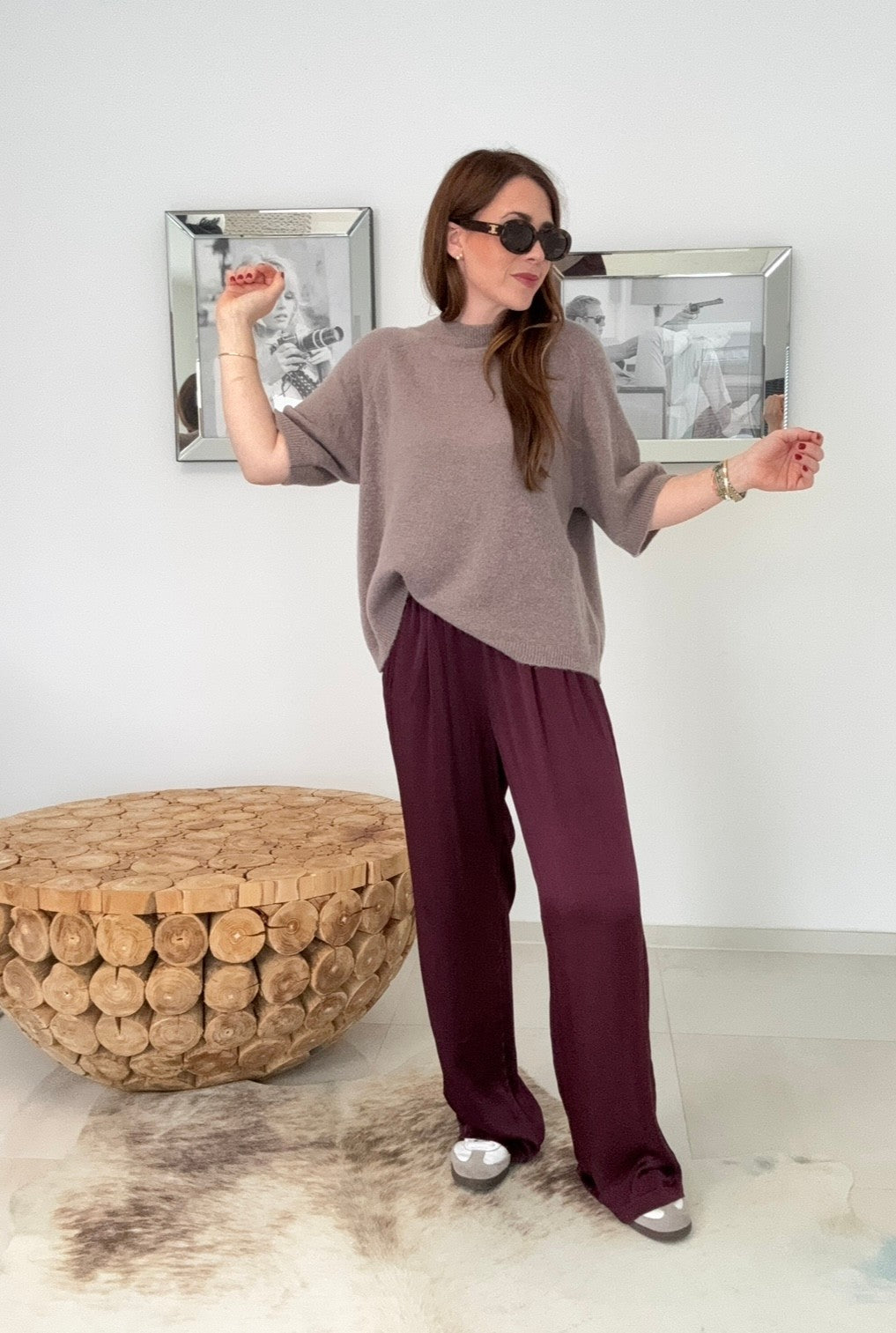 Strickshirt mit Baby-Alpaka - Taupe