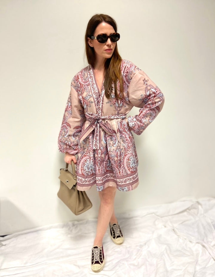 Kleid mit Print - Beige