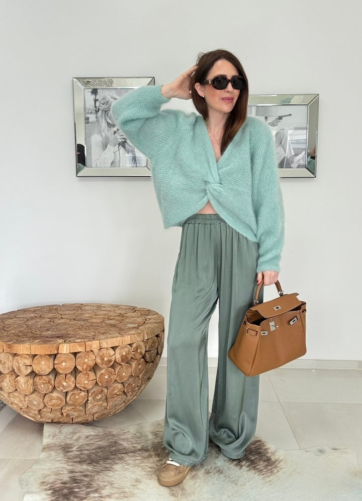 Wende-Mohairpullover - Salbei