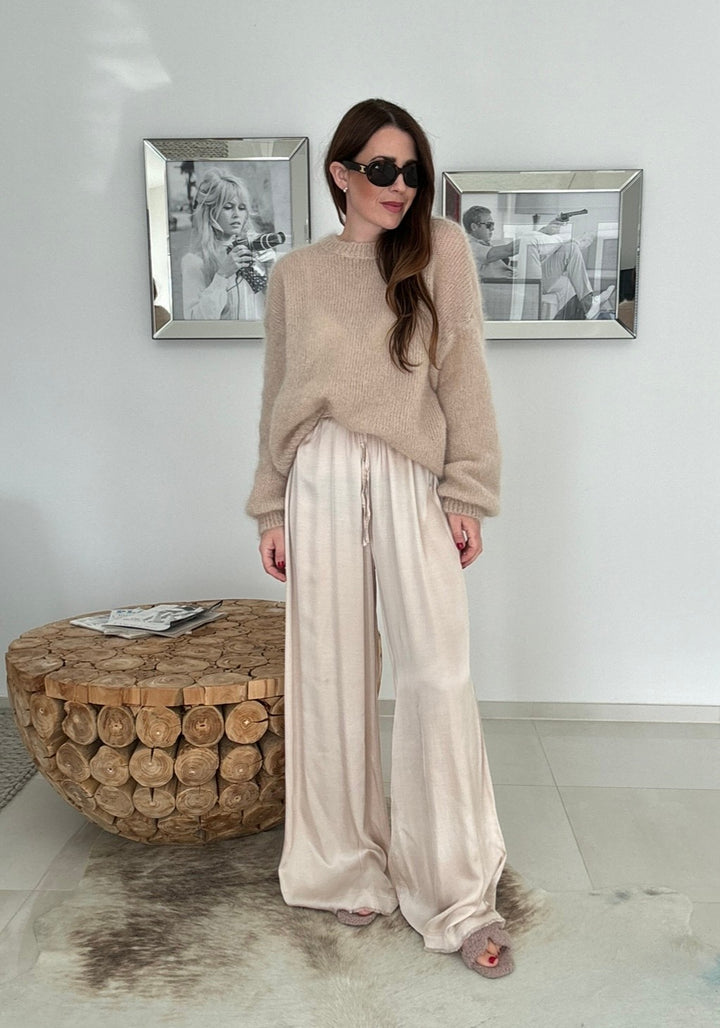 Lange Satinhose - Creme