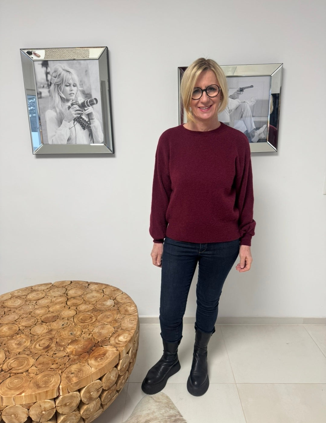 Baby-Alpaka-Pullover - Bordeaux