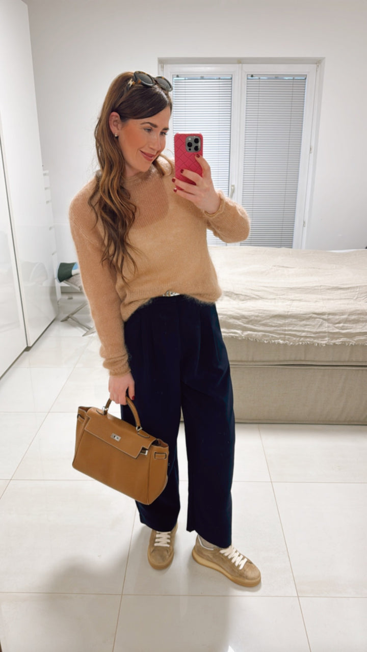 Dünner Mohair-Pullover - Camel