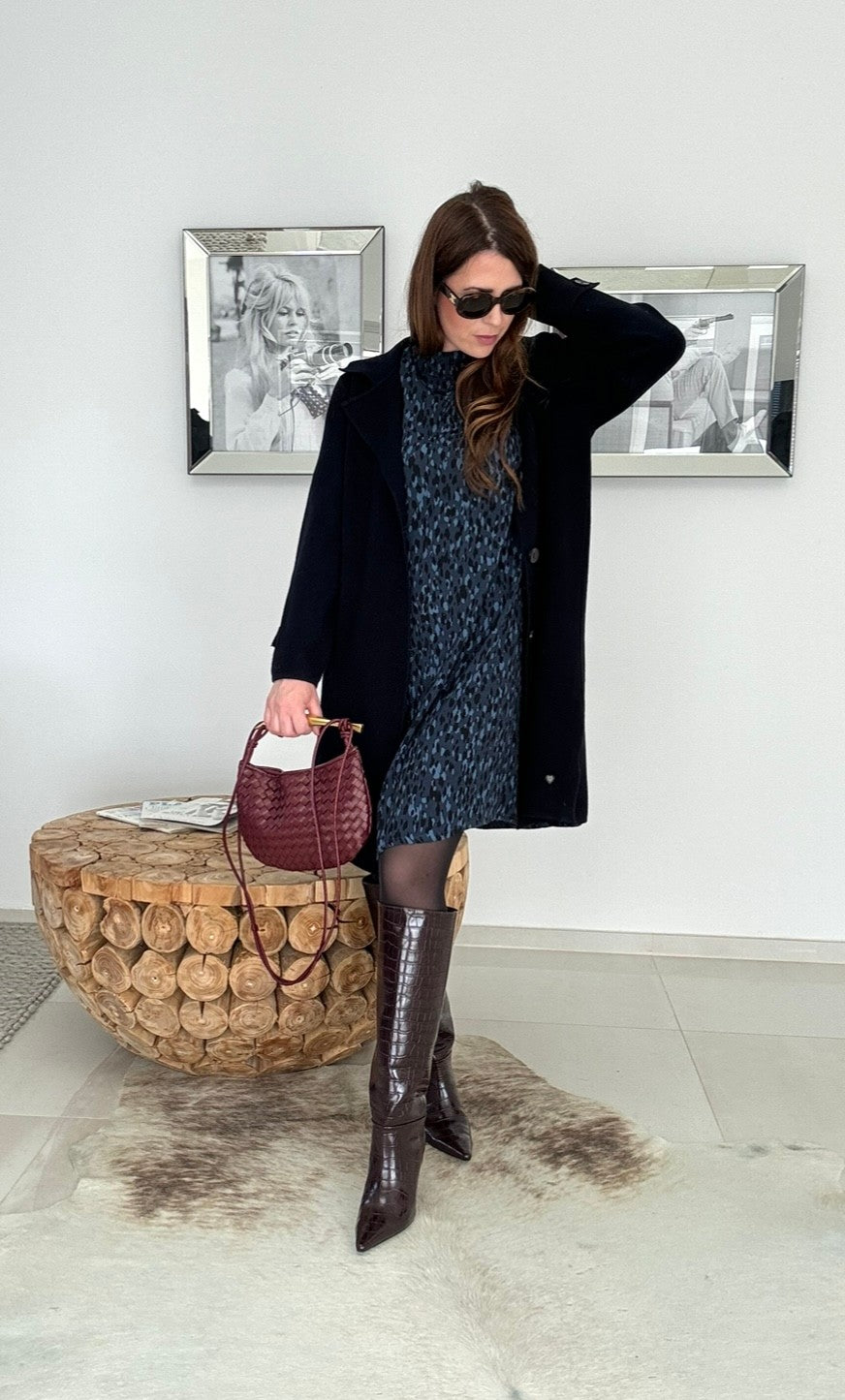 Maxi-Strickjacke - Navy