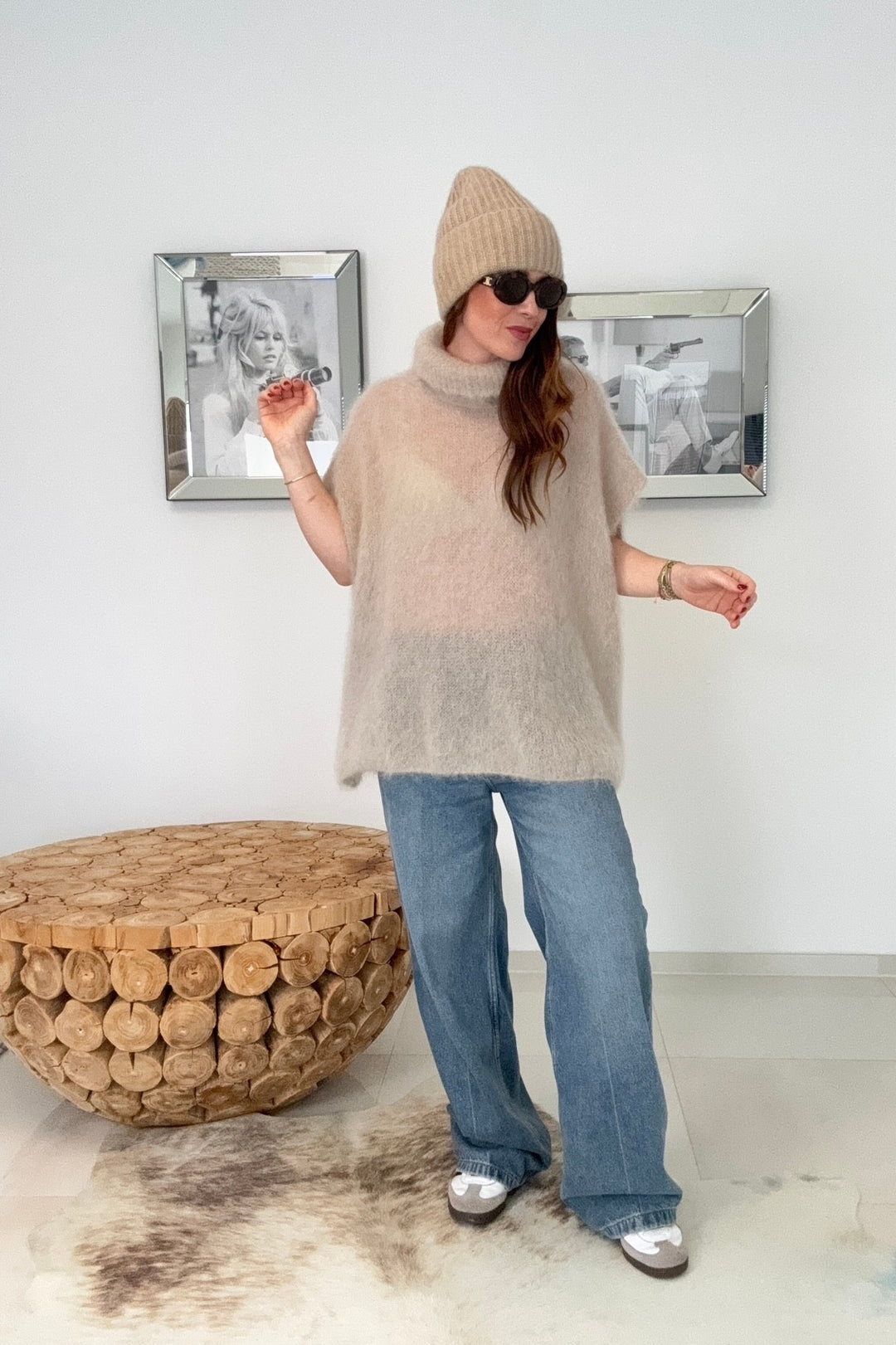 Mohair-Pullunder - Beige