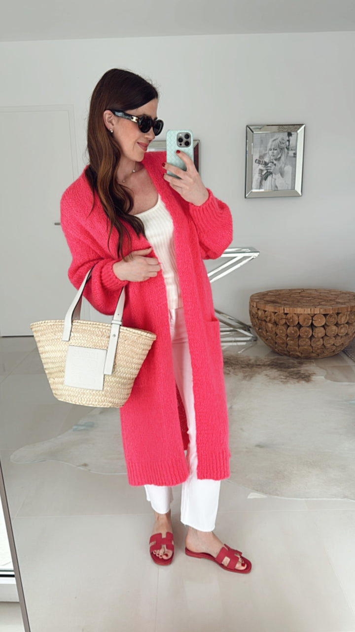 Grobe Strickjacke - Pink