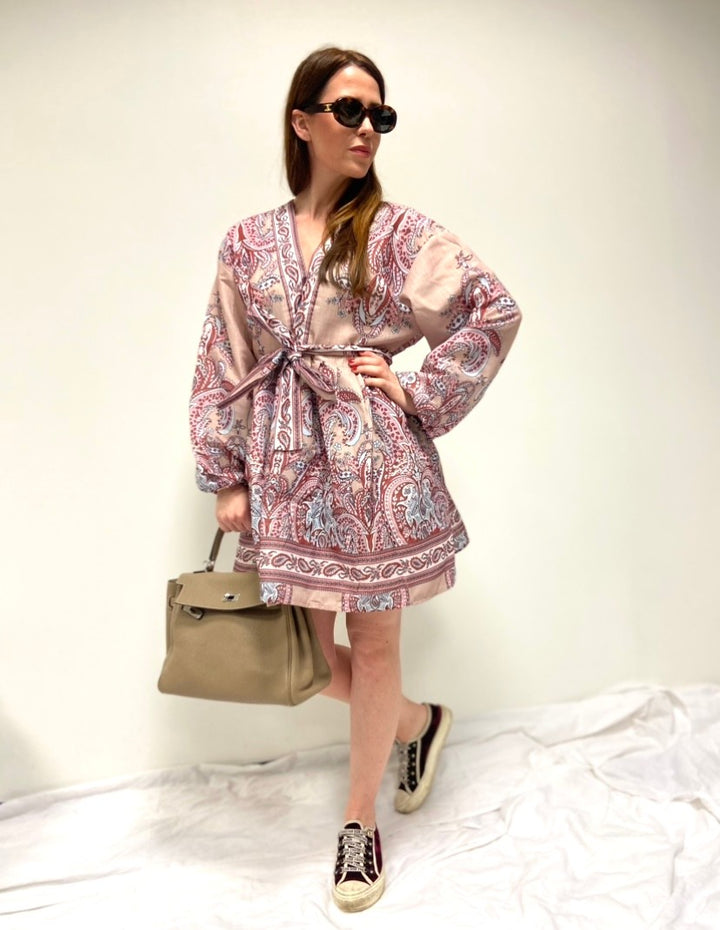 Kleid mit Print - Beige