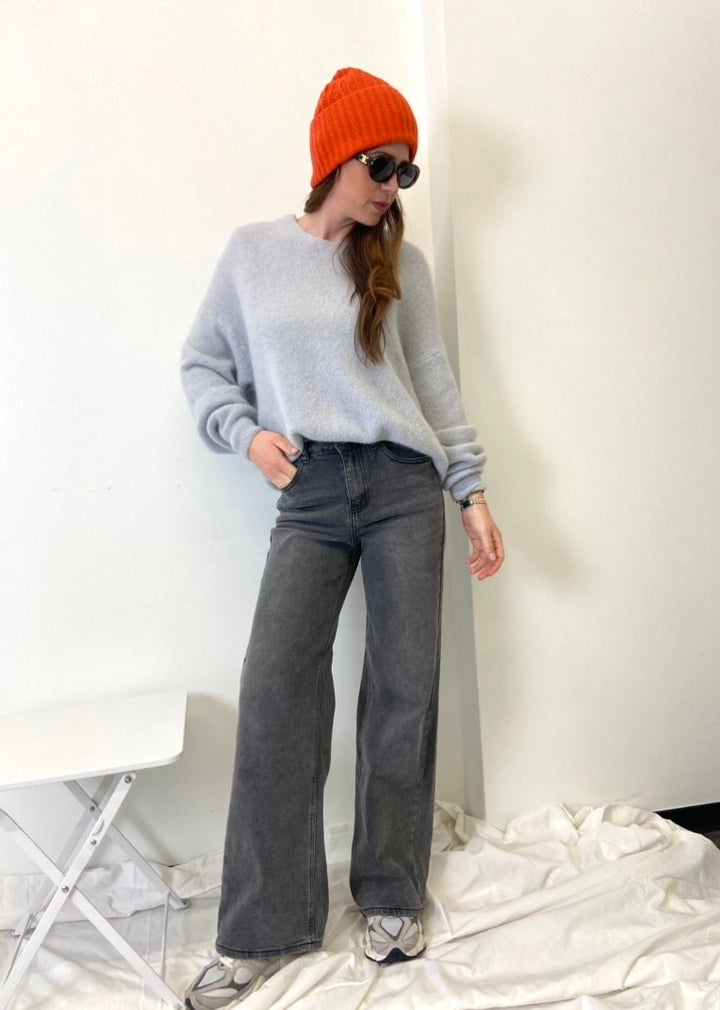 Wide Leg Jeans - Grau