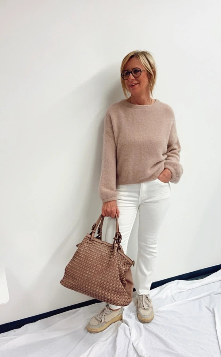 Alpaka Pullover "Sylt" - Beige (Muster)